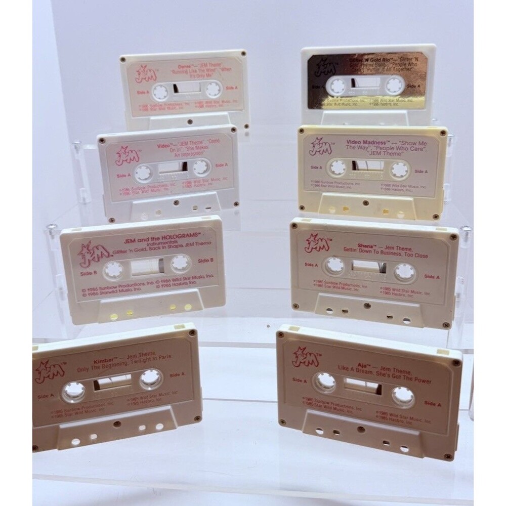 8 Vtg Jem And The Holograms Cassette Tapes Kimber Danse Aja Shana Glitter N Gold
